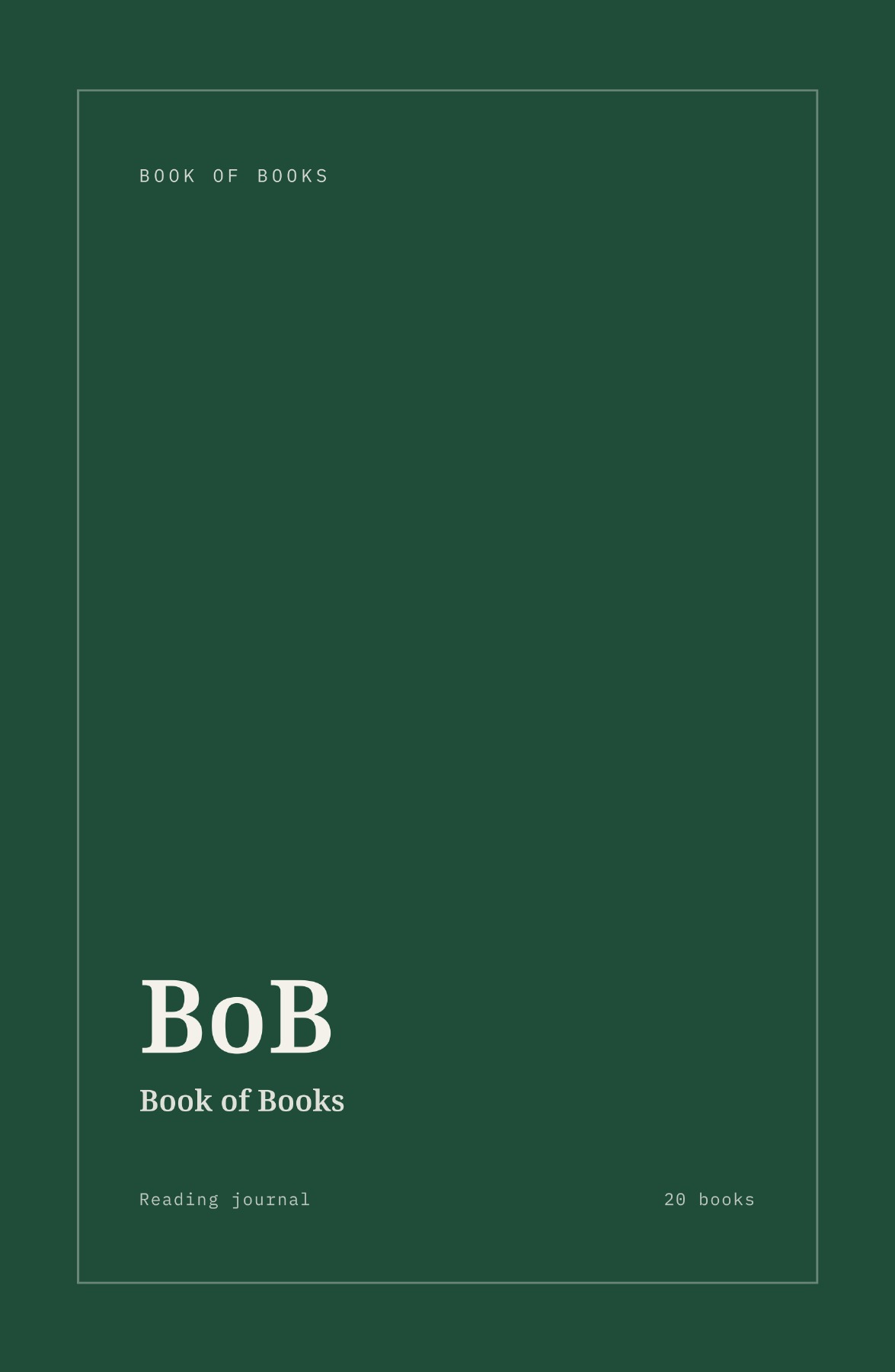 BoB Book of Books reading journal cover