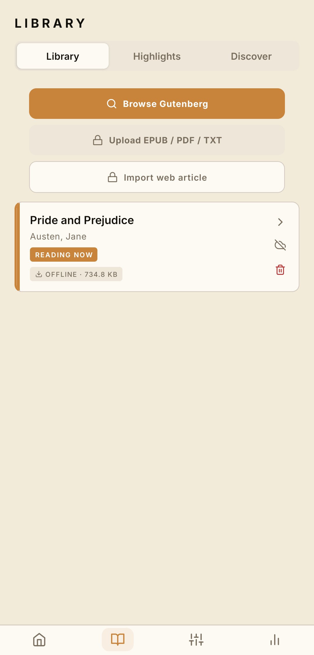 Readwall library with offline book